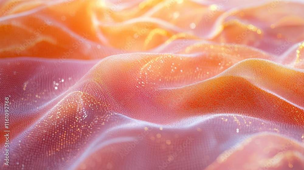 Coral and Orange Abstract Fabric Design with Selective Focus and Copy Space Ideal for Backgrounds and Creative Projects