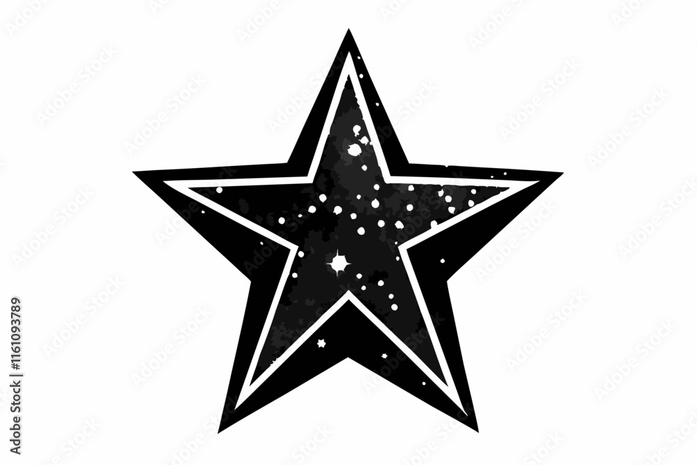 Glittering Star Icon - Black Silhouette Vector On White Background. Glittering Star Icon - Black Silhouette Vector On White Background.