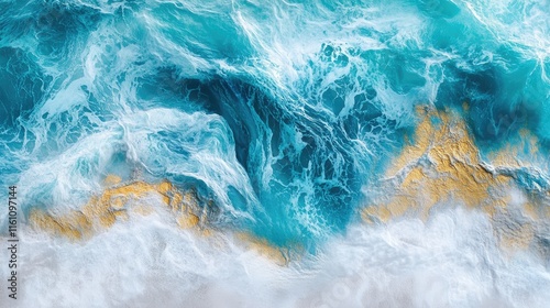 Wallpaper Mural Vibrant Blue and Gold Turquoise Ocean Waves Creating a Serene Beach Background Ideal for Relaxation and Nature Themes Torontodigital.ca