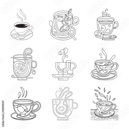 Cup of coffee continuous line drawing. Teacup one line art. Vector illustration