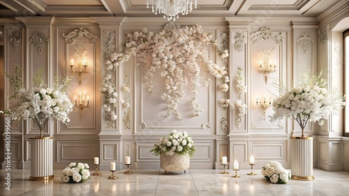 Photography backdrops with delicate flowers and white walls, wedding backdrops, and maternity backdrops