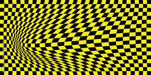 Wavy checker board pattern. Coloring checker pattern vector illustration. Chess board icon. Wavy chess board. 
