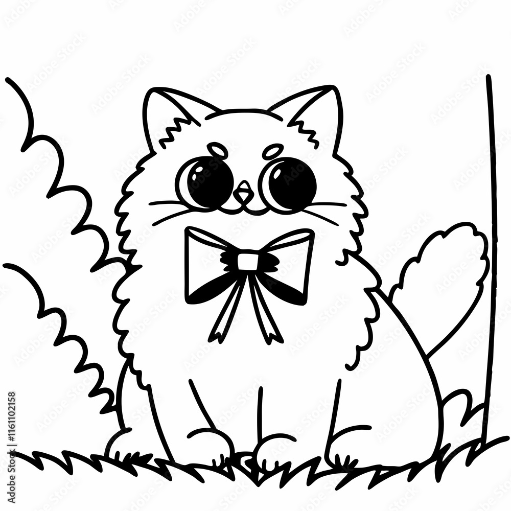 cat wear a bow vector illustration clipart, animal, vector, pet, cartoon, kitten, cat wear a bow vector illustration clipart, animal, vector, pet, cartoon, kitten,