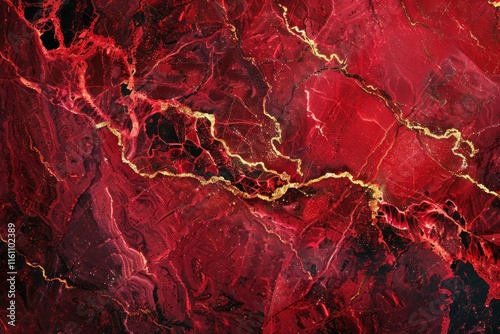 Photo of Crimson red marble pattern with white veins. Background texture for backdrops or mapping photo