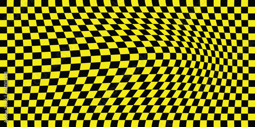 Wavy checker board pattern. Coloring checker pattern vector illustration. Chess board icon. Wavy chess board. 