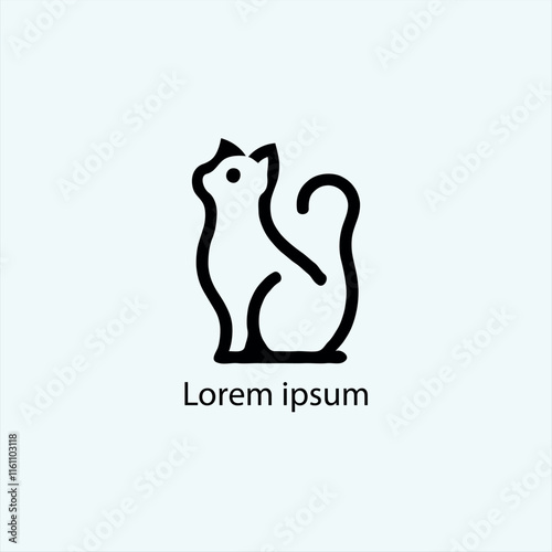 A minimalist black silhouette of a cute cartoon-style animal resembling a fox or cat