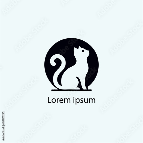 A minimalist black silhouette of a cute cartoon-style animal resembling a fox or cat