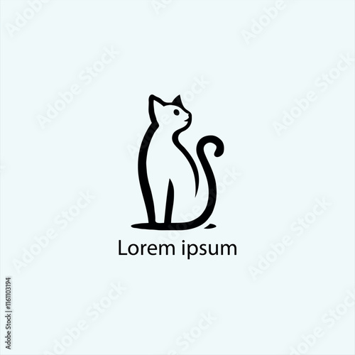 A minimalist black silhouette of a cute cartoon-style animal resembling a fox or cat
