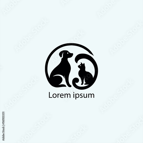 A minimalist black silhouette of a cute cartoon-style animal resembling a fox or cat