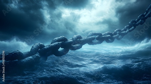 A Powerful Reflection of Guilt on a Turbulent Night with Glowing Islands and Waves Beneath Stormy Skies