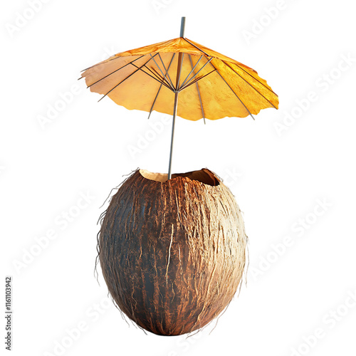 Wallpaper Mural A coconut with an umbrella and a straw on a transparent background. Torontodigital.ca