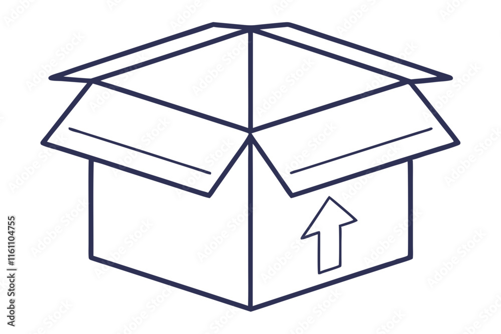 Outlined Minimal Icon Of A Package Box With An Upw - Perfect For Minimalist Designs, Art, And Decor With Unique Geometric Aesthetic Outlined Minimal Icon Of A Package Box With An Upw - Perfect For Minimalist Designs, Art, And Decor With Unique Geometric Aesthetic