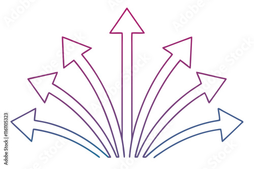 Outlined Minimal Arrows Expanding Outward From A C - Perfect For Minimalist Designs, Art, And Decor With Unique Geometric Aesthetic