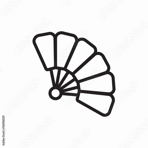 Decorative hand fan oriental accessory icon vector sign
