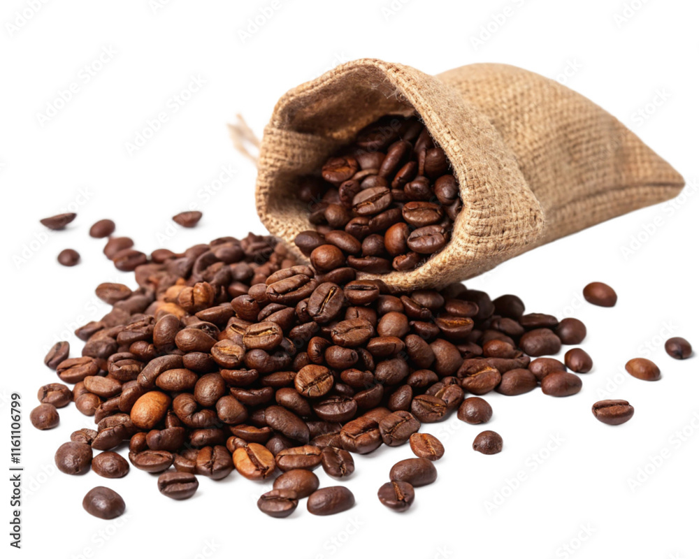 Roasted Coffee Beans Burlap Sack Aromatic Rich Brown Grains Roasted Coffee Beans Burlap Sack Aromatic Rich Brown Grains