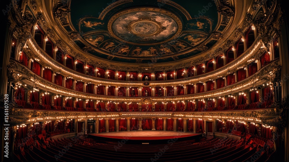 Obraz premium Elegant theater interior with ornate design and lighting.