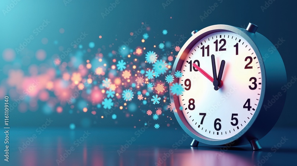 Fototapeta premium Clock in motion captivating timepiece with colorful sparks studio setting artistic viewpoint concept of time