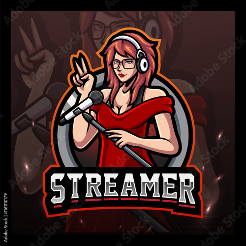 Streamer girl esport mascot logo design