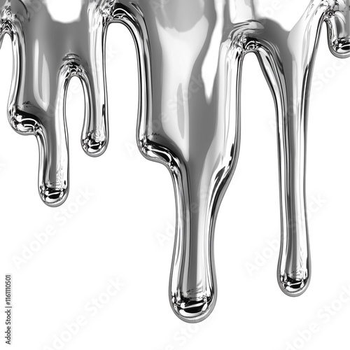 Abstract Silver Liquid Dripping Downwards, Metallic Texture