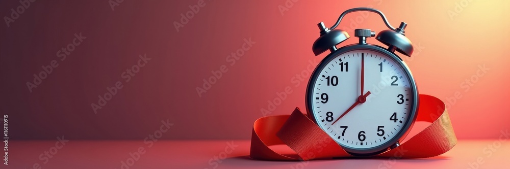 Clock countdown with alarm red background still life photography minimalist environment close-up view time management concept Clock countdown with alarm red background still life photography minimalist environment close-up view time management concept