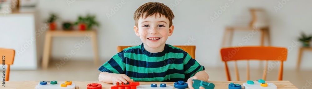 Happy Boy Playing with Colorful Building Blocks at Home on a Bright Day, Engaging in Creative and Educational Activities for Early Learning Development Happy Boy Playing with Colorful Building Blocks at Home on a Bright Day, Engaging in Creative and Educational Activities for Early Learning Development