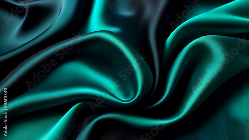 Luxurious teal fabric texture solid plain background 