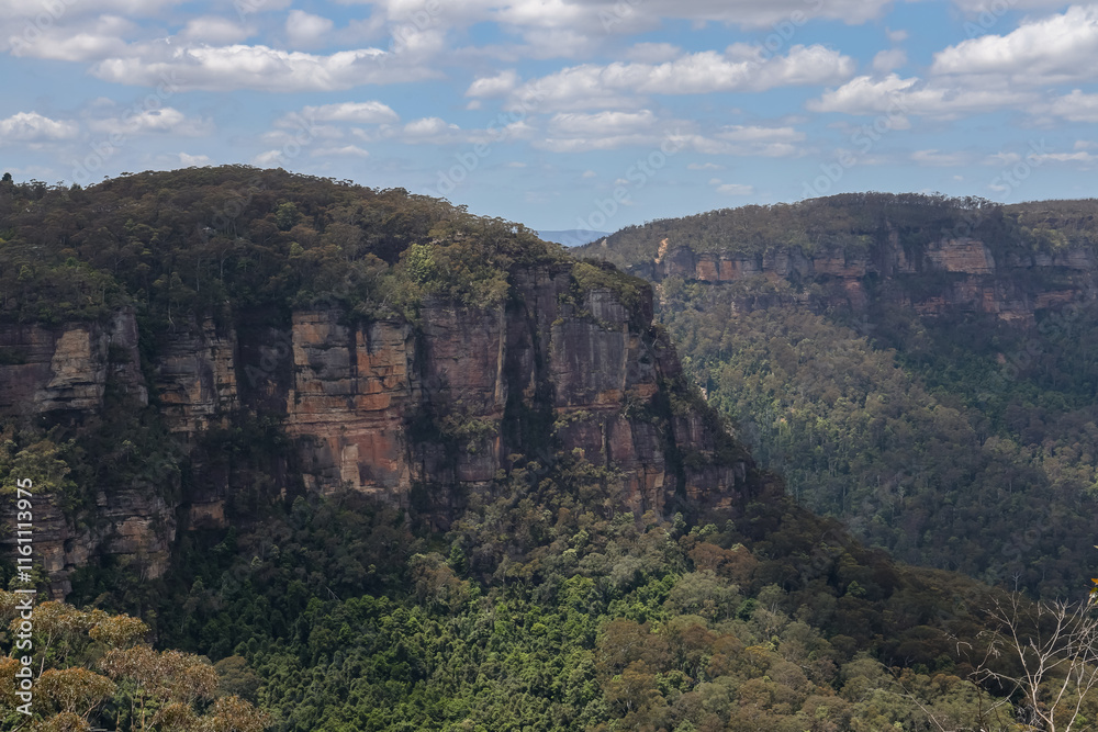 View of landscape in national park at blue mountain at australia View of landscape in national park at blue mountain at australia