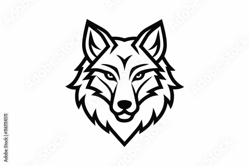 Continuous Line Art Wolf Head Icon ,Wolf head black silhouette Vector illustration. Wolf Head Vintage Logo Stock Vector.