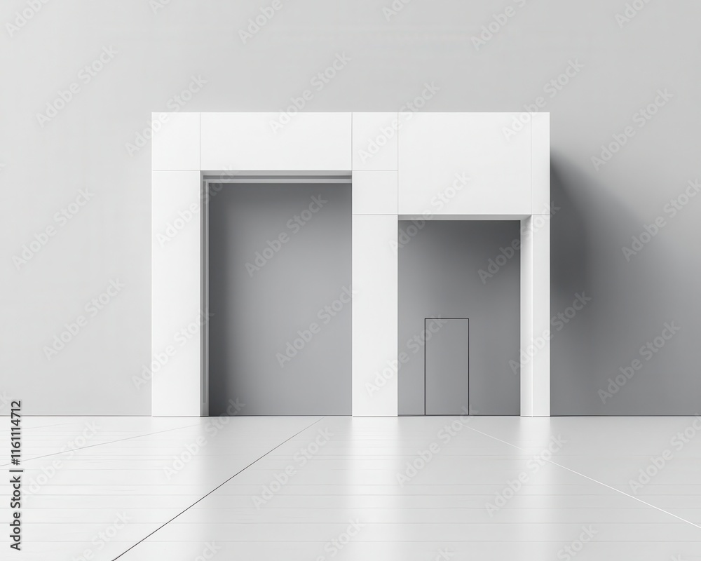 Abstract architecture built from geometric shapes, sleek and modern