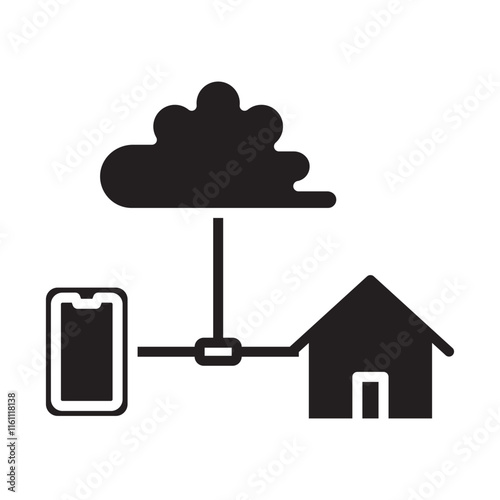 Smart House with Cloud Storage Glyph