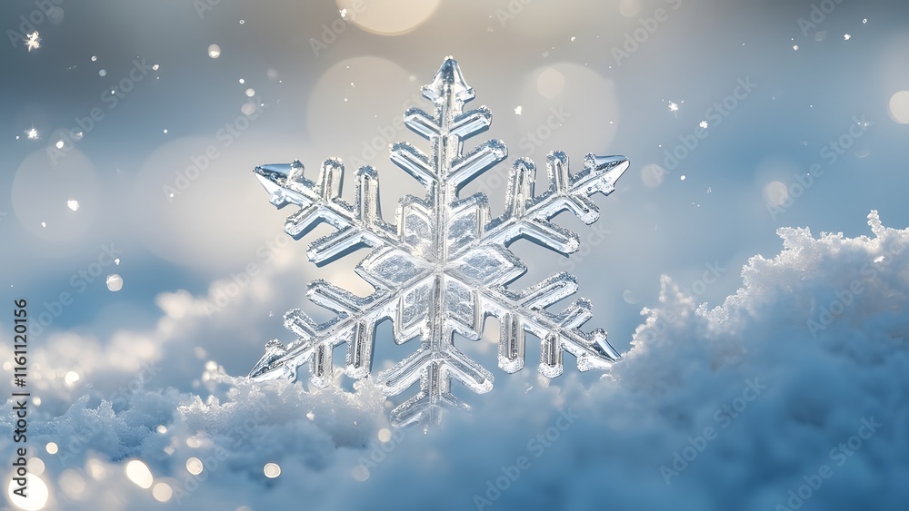 Exquisite Crystal Snowflake in Winter Wonderland, Intricate Pattern, Delicate Facets, Ethereal Light Exquisite Crystal Snowflake in Winter Wonderland, Intricate Pattern, Delicate Facets, Ethereal Light
