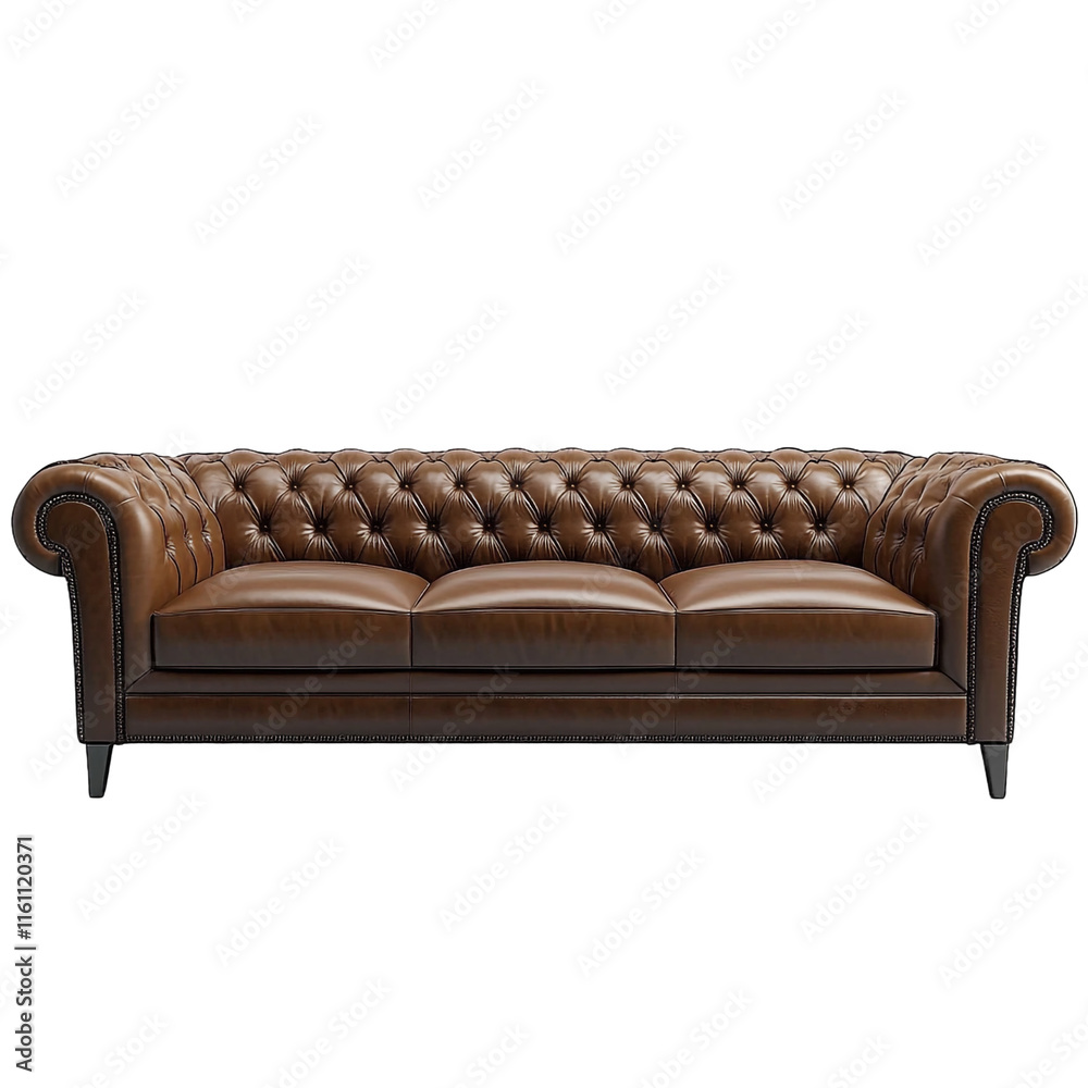Obraz premium Elegant Brown Leather Chesterfield Sofa