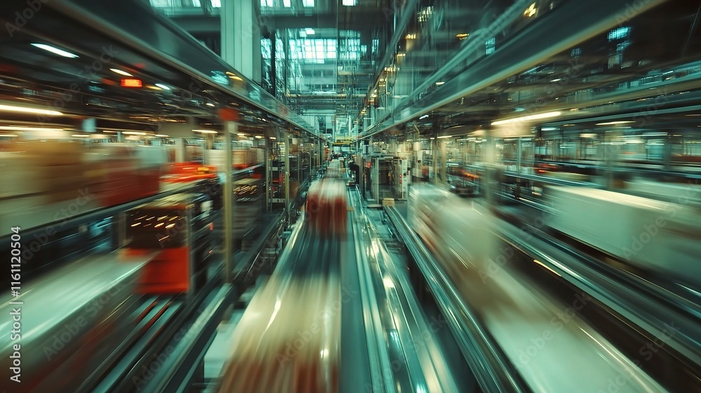 Blurred View of a Bustling Fulfillment Center with Organ Components Blurred View of a Bustling Fulfillment Center with Organ Components
