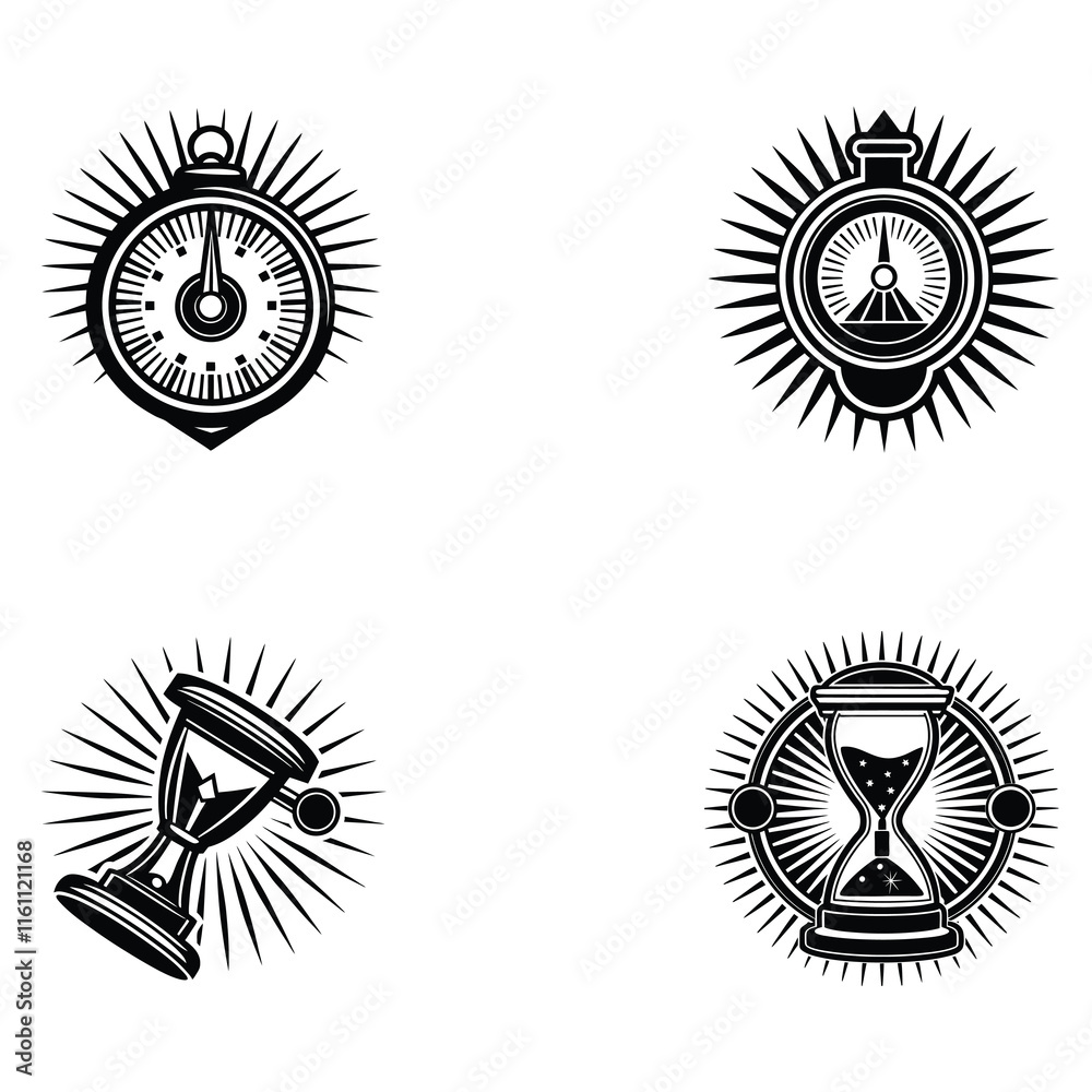 Fototapeta premium A black and white vector of a hourglass silhouette