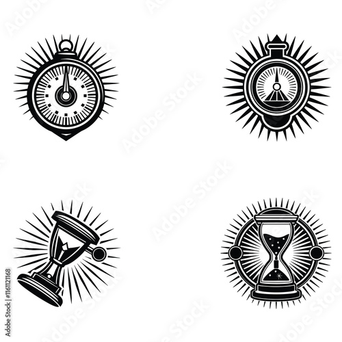 A black and white vector of a hourglass silhouette