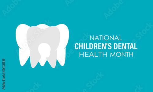 National Children s Dental Health Month vector Banner poster, flyer and background design template. Health banner and social medial template design. Vector illustration. Eps 10.