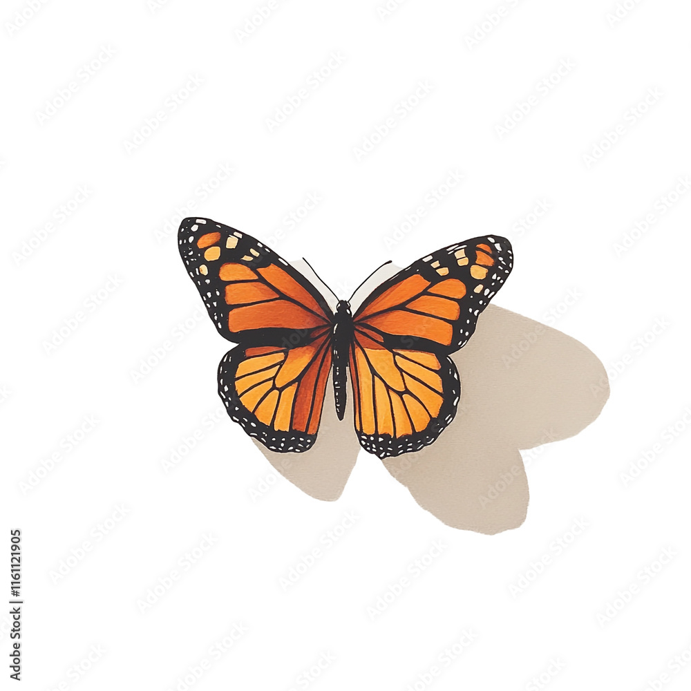 Obraz premium Monarch Butterfly on Beige Heart-Shaped Background