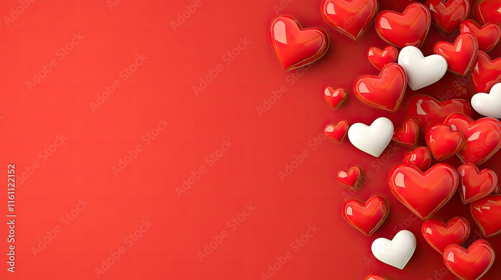 Cute scattered hearts in various shades of pink and red create a romantic backdrop suitable for Valentine's Day and elegant designs Cute scattered hearts in various shades of pink and red create a romantic backdrop suitable for Valentine's Day and elegant designs