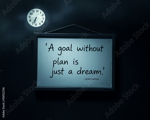 Motivational Quote About Planning for Goals in Dark Setting. A motivational quote, 