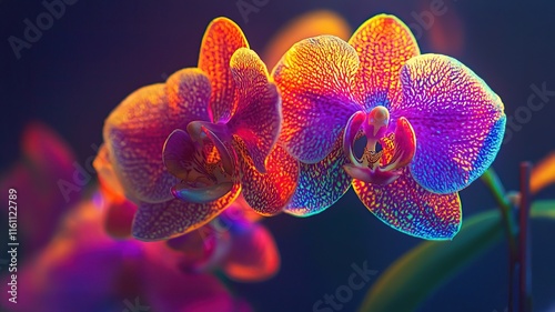 Close-up view of beautiful orchid flower with blurred background