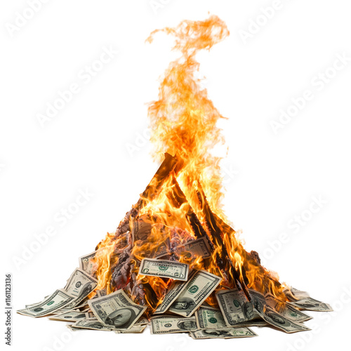 Burning Money: A Visual Metaphor of Financial Loss and Waste