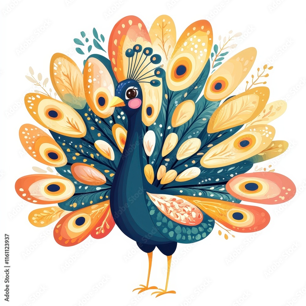 Obraz premium Colorful Vibrant Peacock with Decorative Feathers in Bright Shades