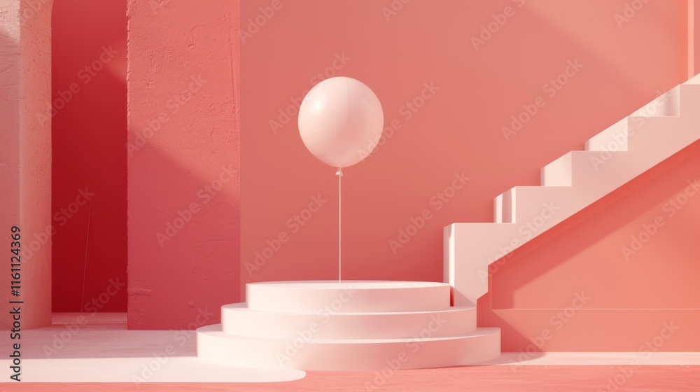 Obraz premium pink podium in valentines background with decorations
