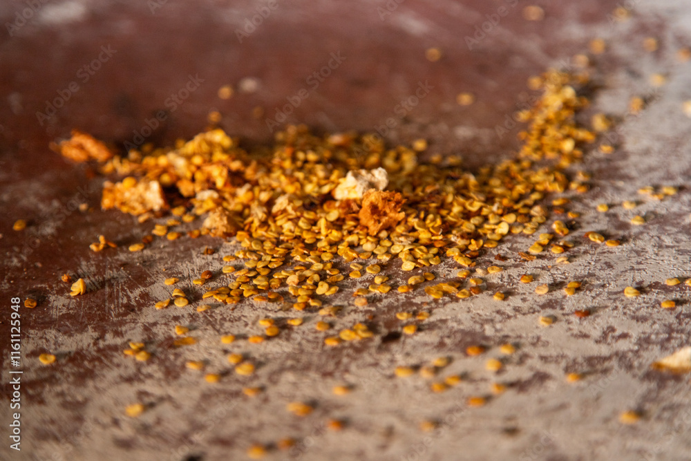 Local chili seeds from Oaxaca. The seeds are roasted and grinded with a metate to prepare the authentic Mexican black mole.