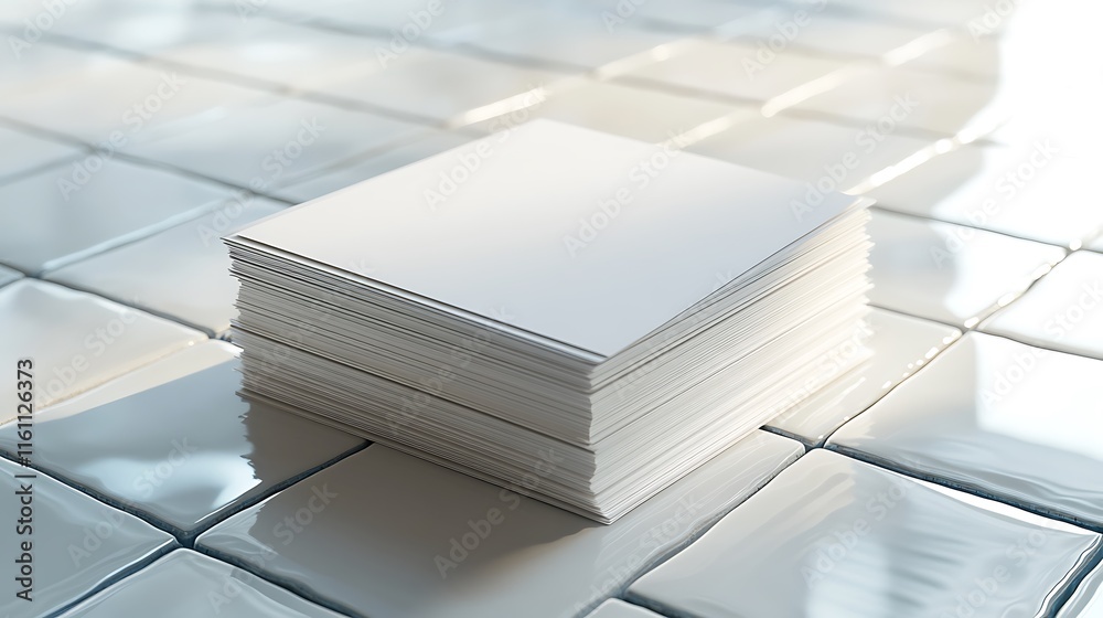 Obraz premium Blank business card mockup on white textured background 3d illustration 3d rendering card template