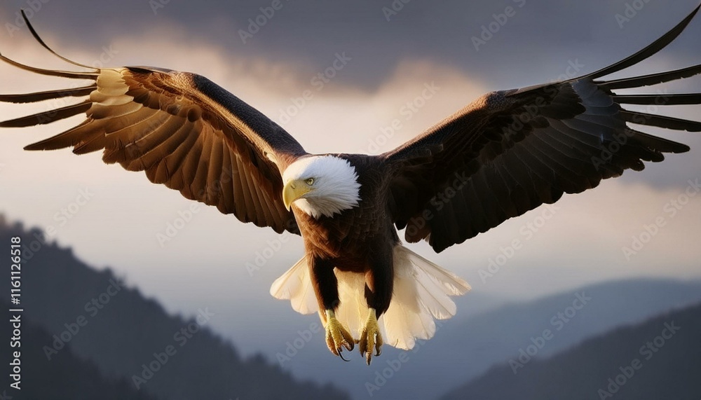 Naklejka premium american bald eagle in flight americana concept