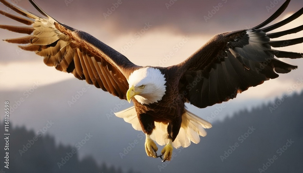 Fototapeta premium american bald eagle in flight americana concept