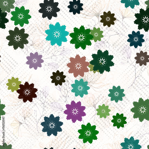 Vector geometric seamless pattern. Monochrome geometric repeating pattern. Lattice with squares of dots.