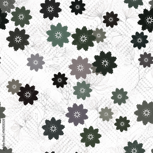 Vector geometric seamless pattern. Monochrome geometric repeating pattern. Lattice with squares of dots.