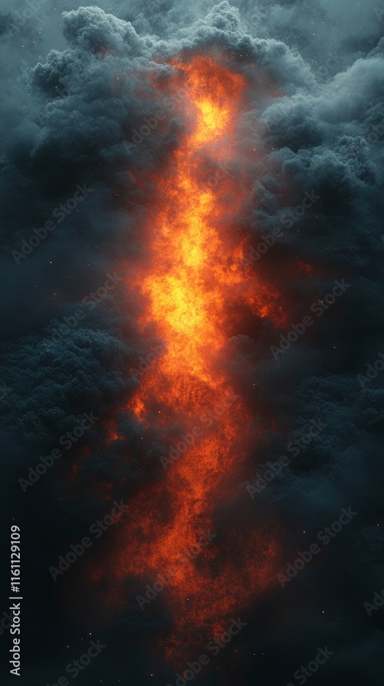 Fiery Column Ascending Through Dark Clouds Fiery Column Ascending Through Dark Clouds